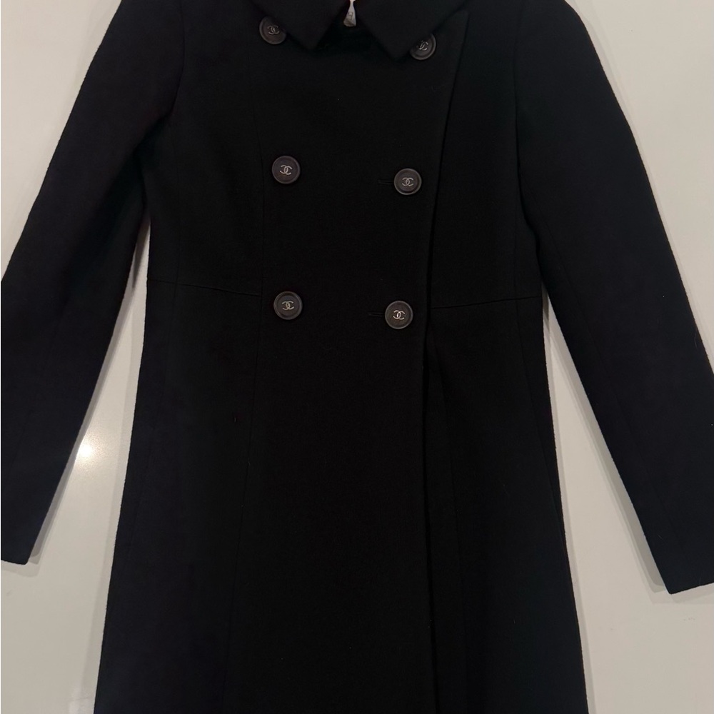 CHANEL Black Long Sleeve Double-Breasted Dress